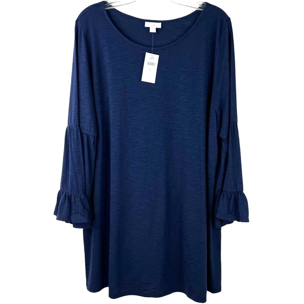 J. Jill NWT Women's Everyday Blue Blouse Long-Tiered Sleeves Casual Size XL